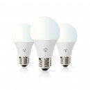 NEDIS SmartLife WLAN LED E27 3-pack 9W 800lm Dimmable white, neutral white, warm white 2700 - 6500K A+ Android iOS 60mm 